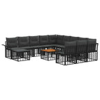 Gartensofa-set 13-tlg. Schwarz und Dunkelgrau Poly Rattan