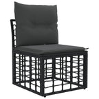 Gartensofa-set 13-tlg. Schwarz und Dunkelgrau Poly Rattan
