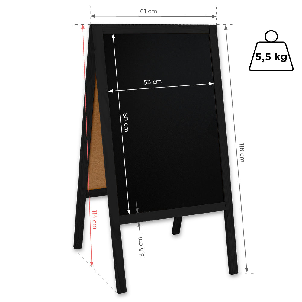 Kreidetafel/holz Kundenstopper Classic L (61x118 cm) - schwarz-4