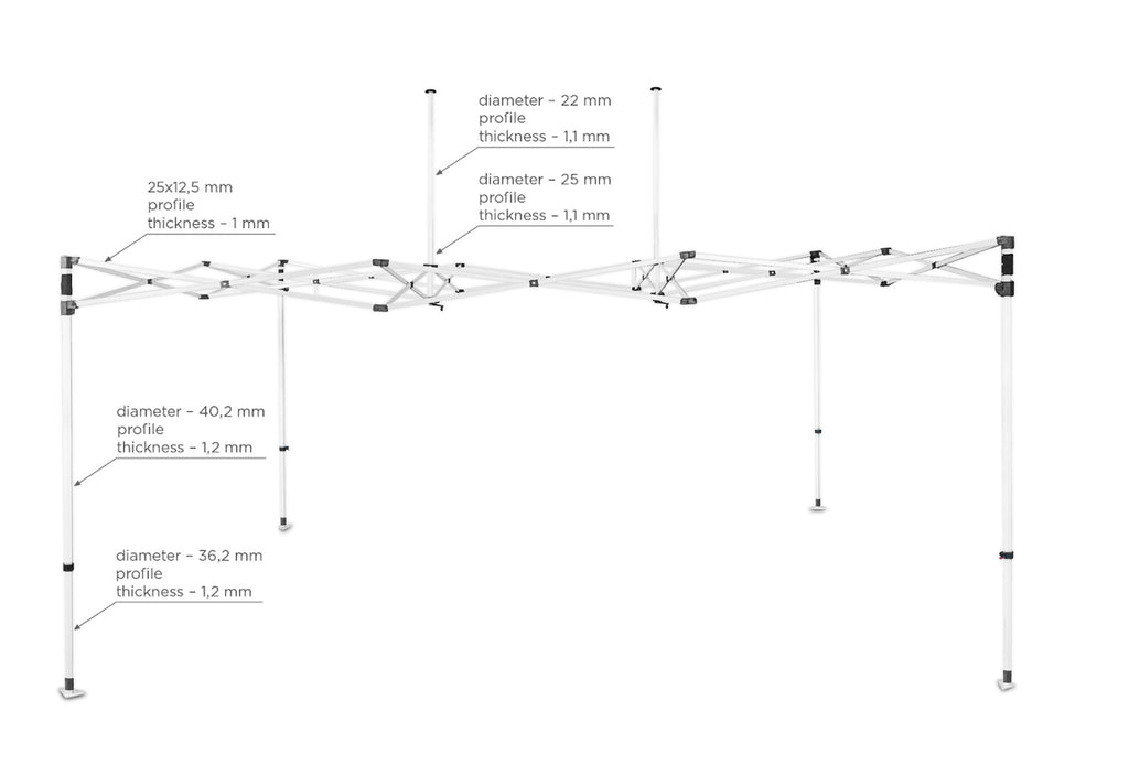 Zeltrahmen aus Stahl "BLANC" 3x4,5 (in einer Transporttasche auf Rädern)-10